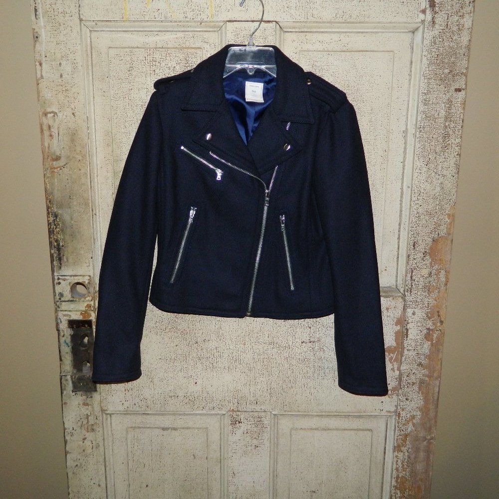 GAP Wool Bend Moto Jacket Biker Zip Up Womens Size Small (KK-16)
